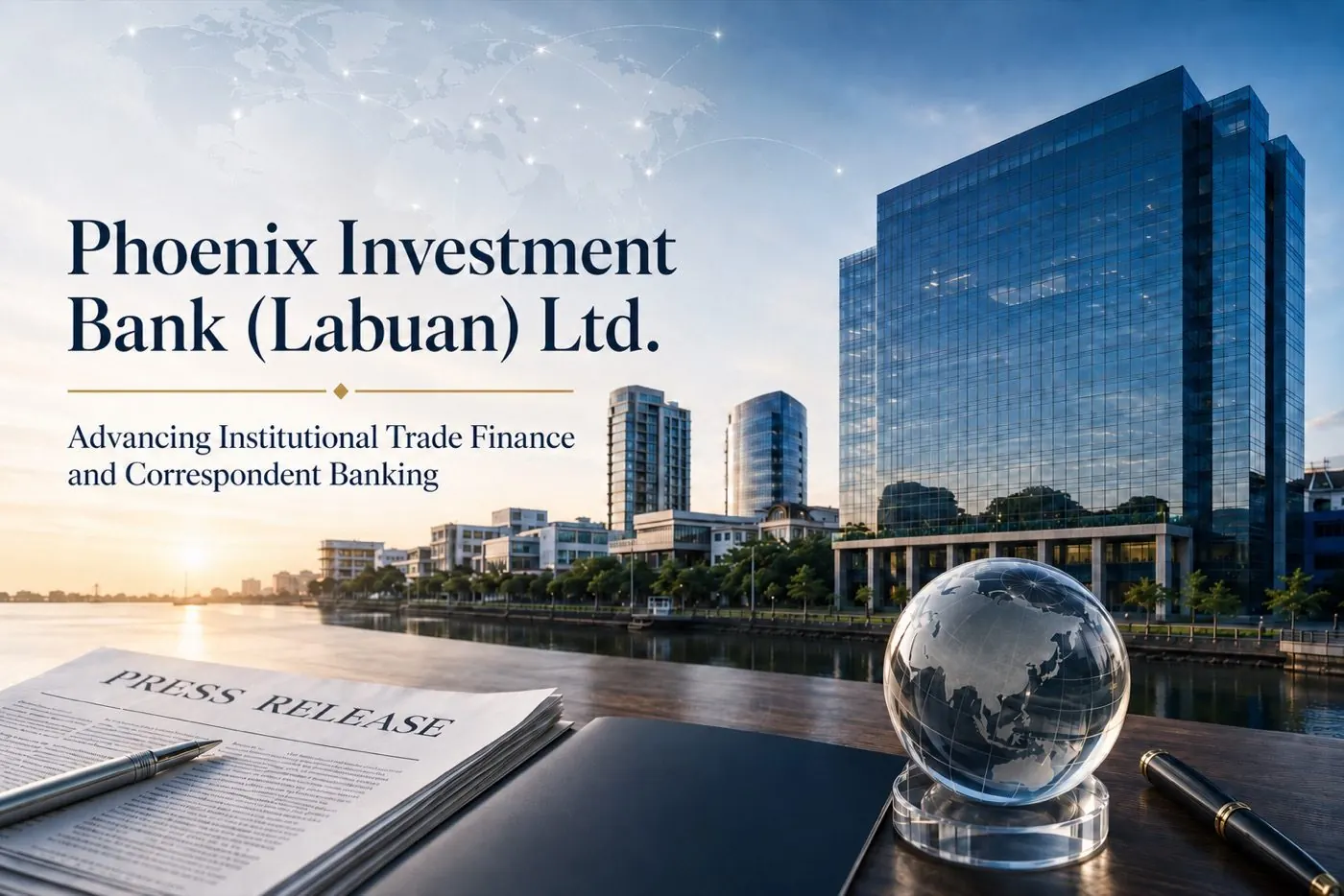 Phoenix Investment Bank formal press release graphic for institutional trade finance and correspondent banking